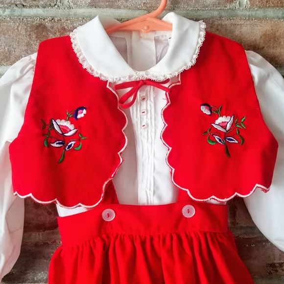 Vintage Red Velour 3 Piece Outfit 3T - Picture 3 of 8